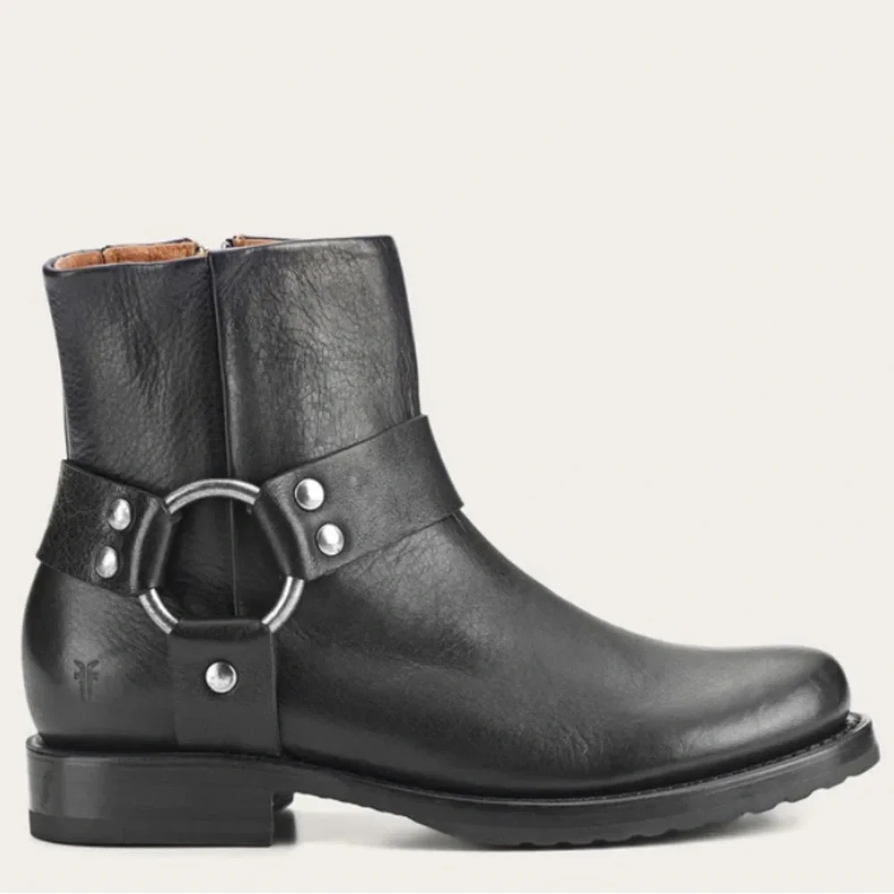 Frye Black Leather Buckle Ankle Booties - Picture 2 of 4